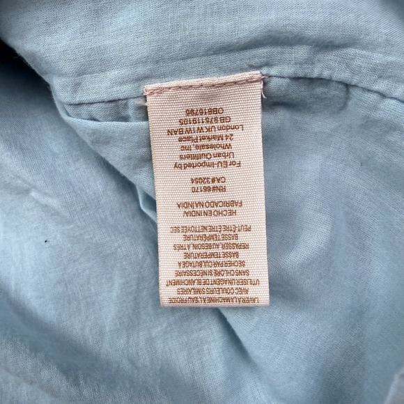 Free People Blue Embroidered Smocked Off Shoulder Tiered Dress Size‎ Small - Picture 10 of 11